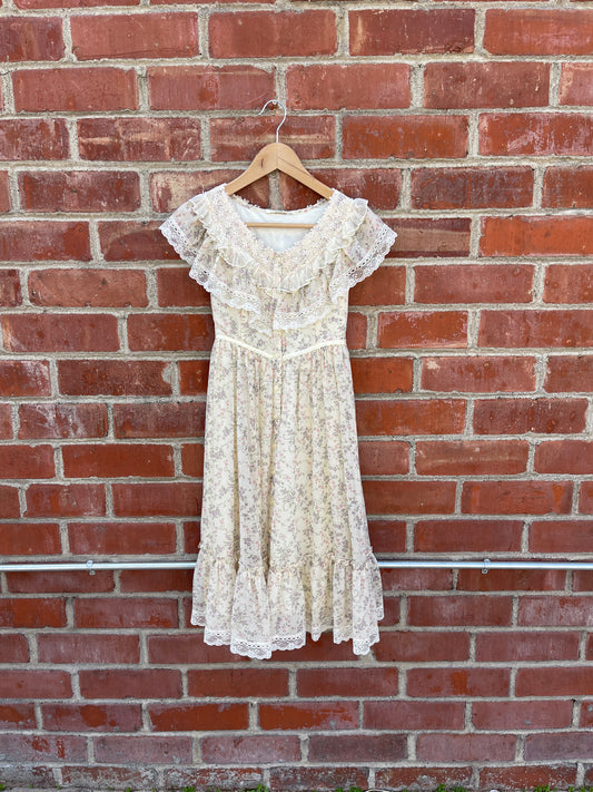 Yellow Flower Dress with Lace Detail