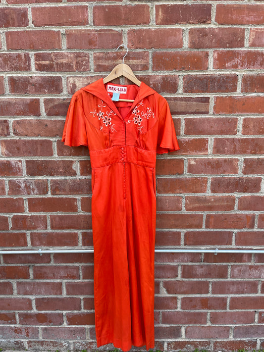 1960's Red Orange Jumpsuit