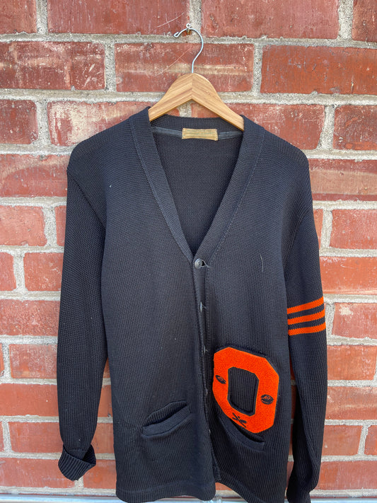 "O 55" Black Wool Cardigan